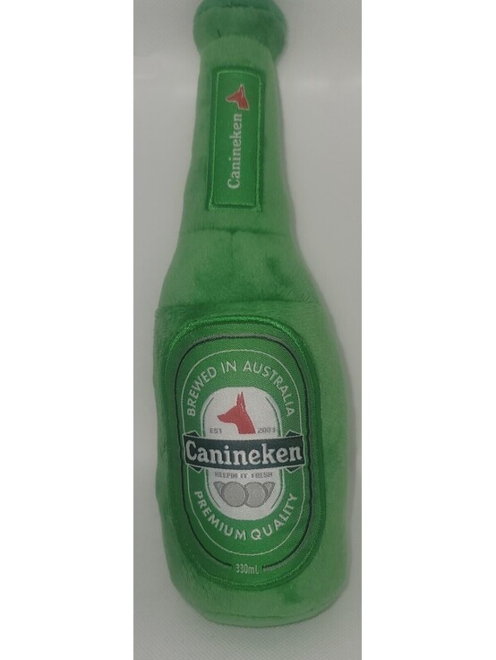 FUZZYARD CANINEKEN BREWED IN AUSTRALIA BEER GREEN BOTTLE DOG SQUEAKY TOY